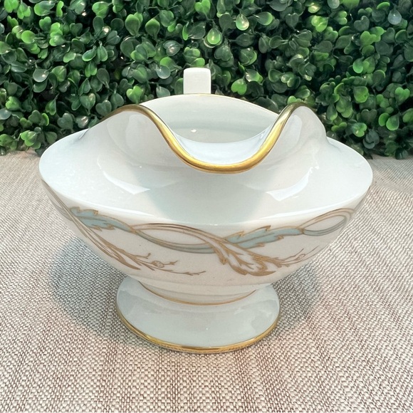 Royal Tettau Princess Blue Green Gold | Creamer & Covered Sugar Bowl Set Germany - Picture 4 of 16